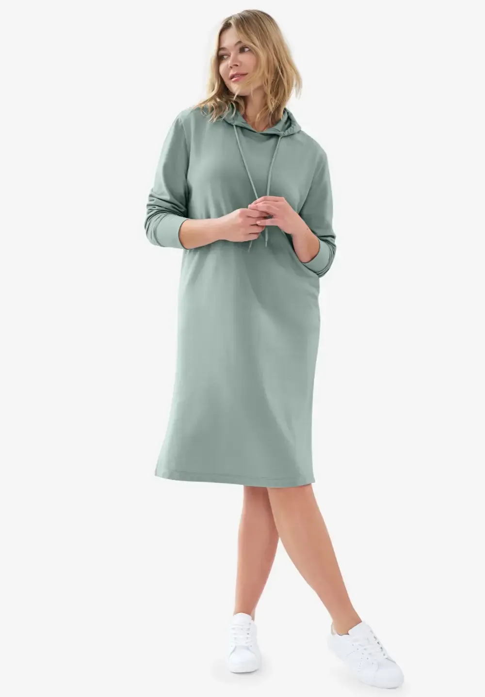 French Terry Hooded Sweatshirt Dress