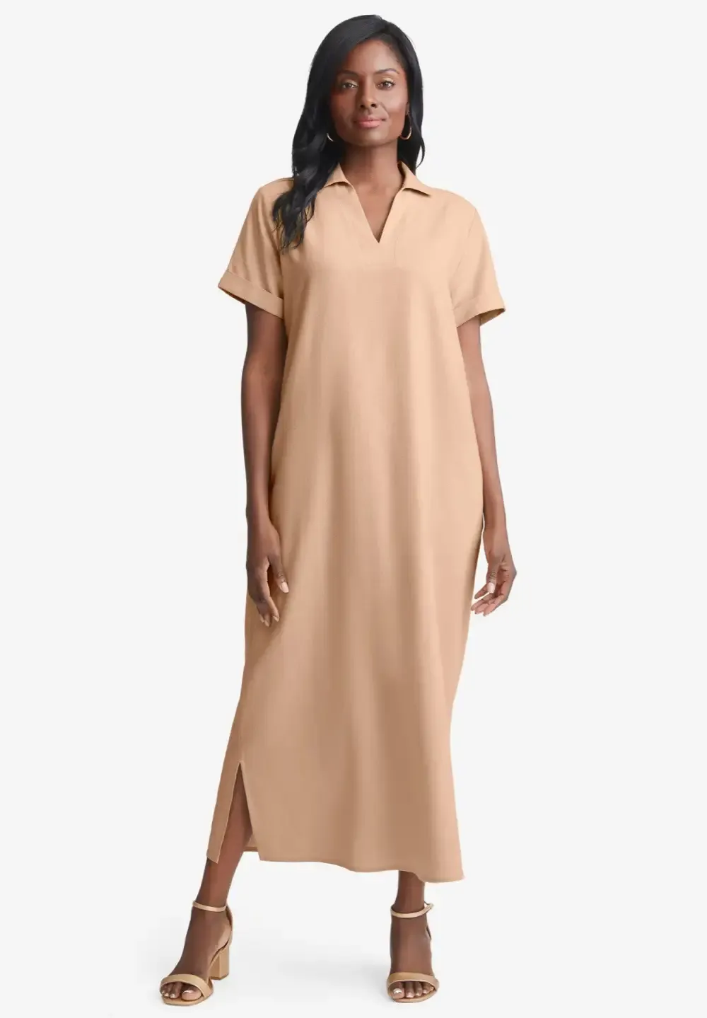 Linen Short Sleeve Maxi Dress