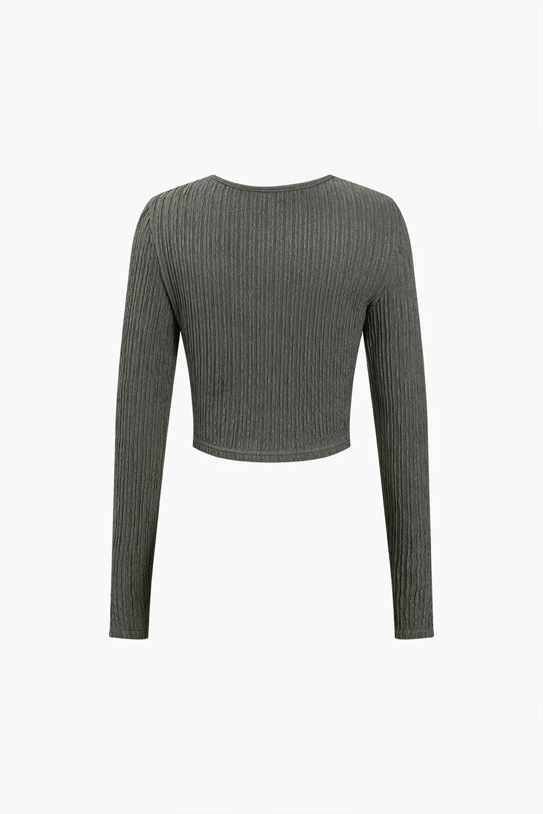 Solid Long-Sleeve Top And Drawstring Skirt Set