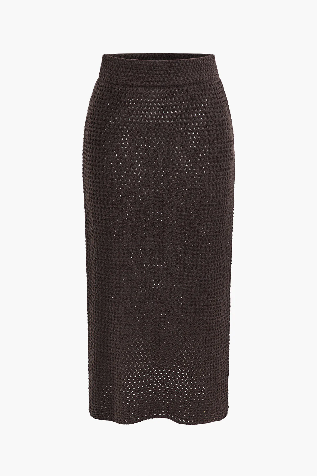 Solid Knit Cut Out Midi Skirt