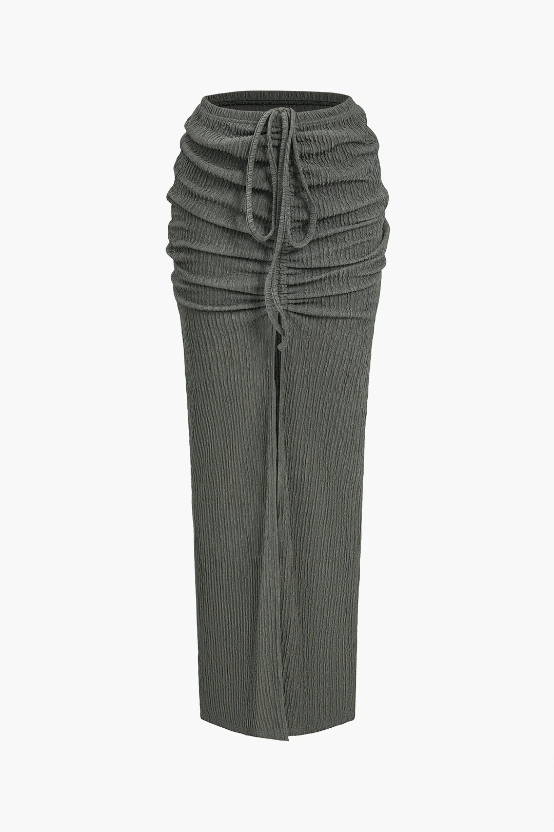 Solid Long-Sleeve Top And Drawstring Skirt Set