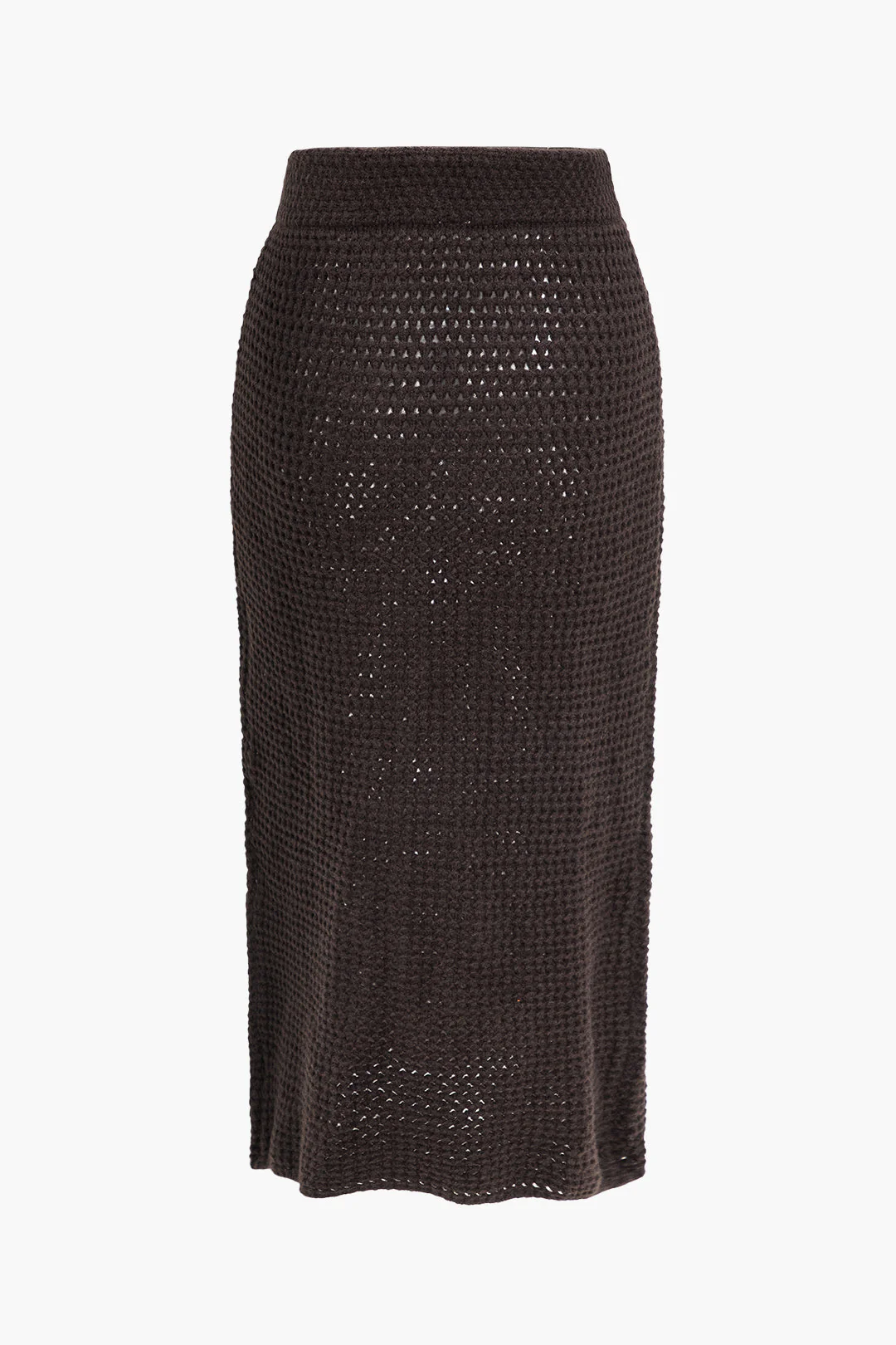 Solid Knit Cut Out Midi Skirt