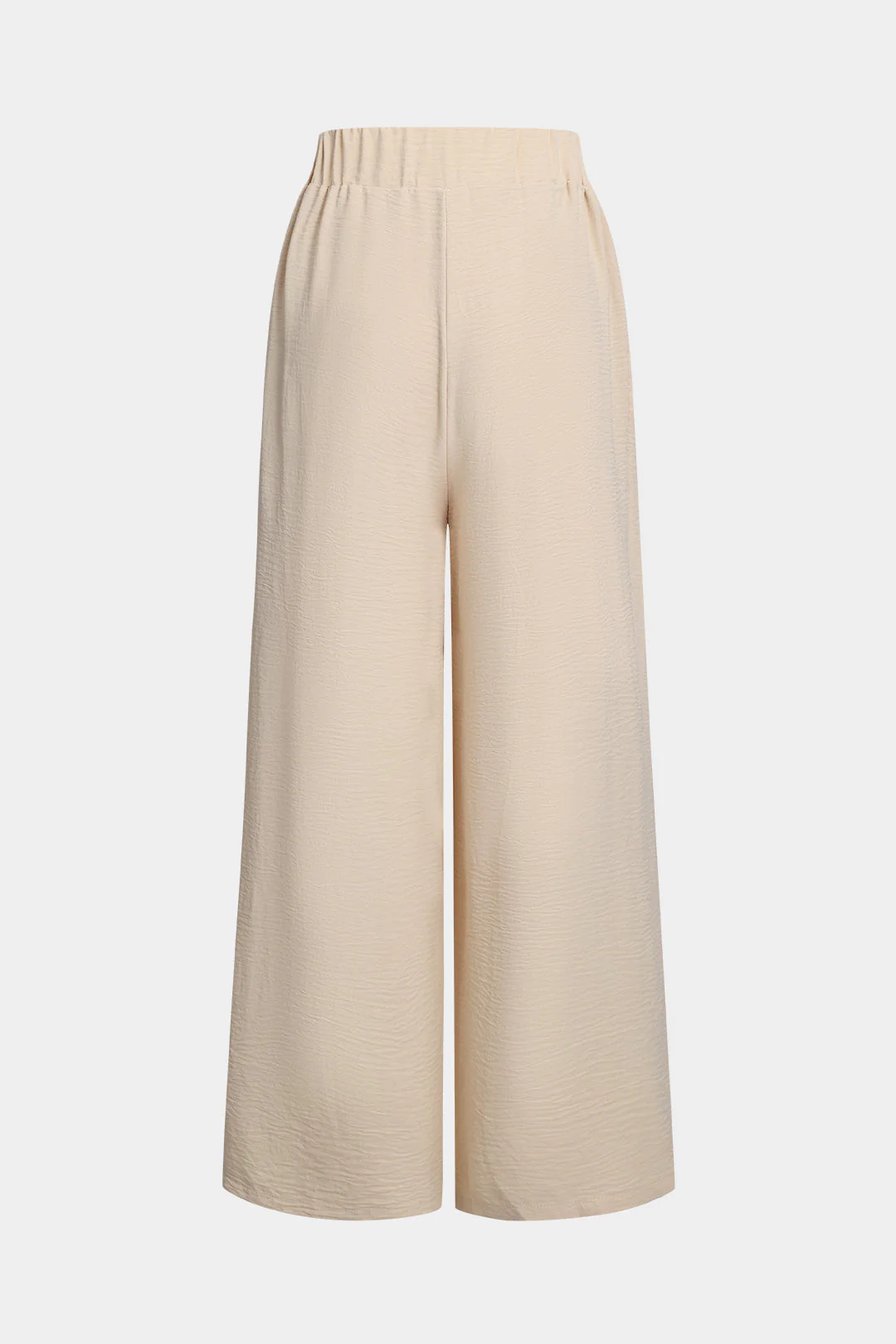 Ruched Tie Front Wide Leg Trousers