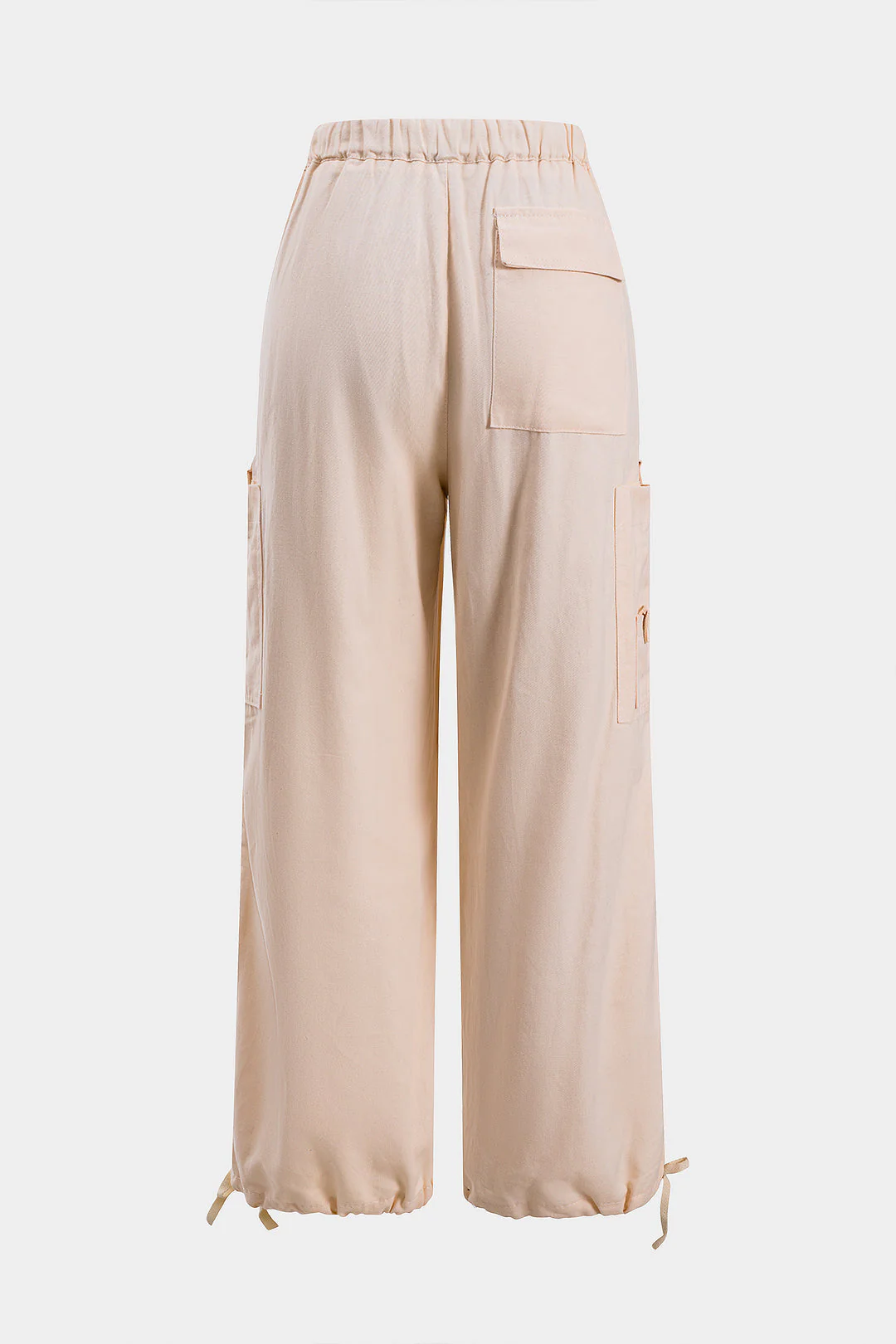 Ruched Tie Front Pocket Wide Leg Trousers
