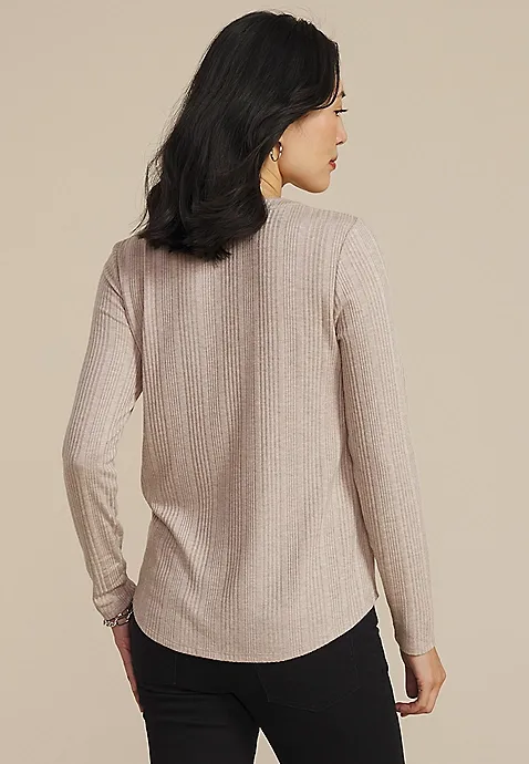 Heathered Variegated Lace Up Top